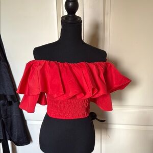 Elegant Red Off-Shoulder Top